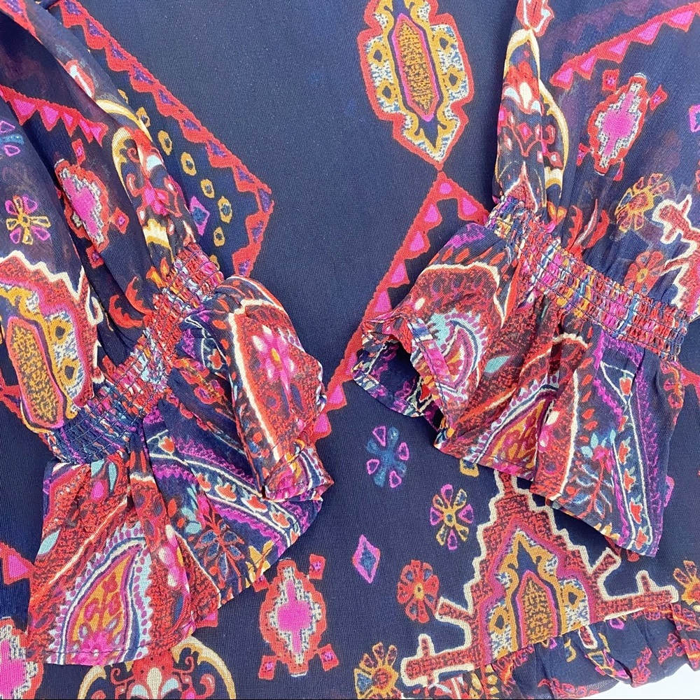 Soft Surroundings Iskra Paisley Floral Embroidered Bohemian Tunic: Navy Blue - Picture 10 of 14